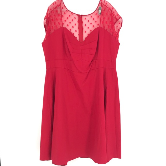 torrid Dresses & Skirts - Torrid Polka Dot Lace Swing Dress Cap Sleeve Red